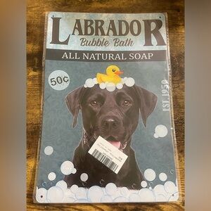 Black labador bubble bath sign